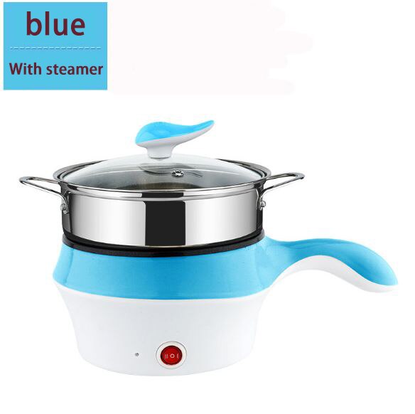 Sartén eléctrica multifuncional para cocinar arroz, máquina de Cocina eléctrica, antiadherente, para cocinar fideos, vaporizador, calentador de sopa: Azul / 1.5L