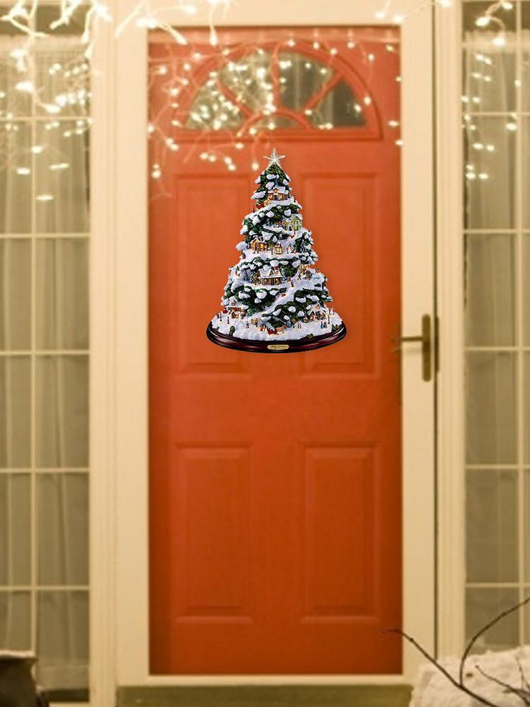 3D Christmas Tree Window Stickers Village Houses Winter House With Lighting Santa Claus Snowman Wall Stickers For Home