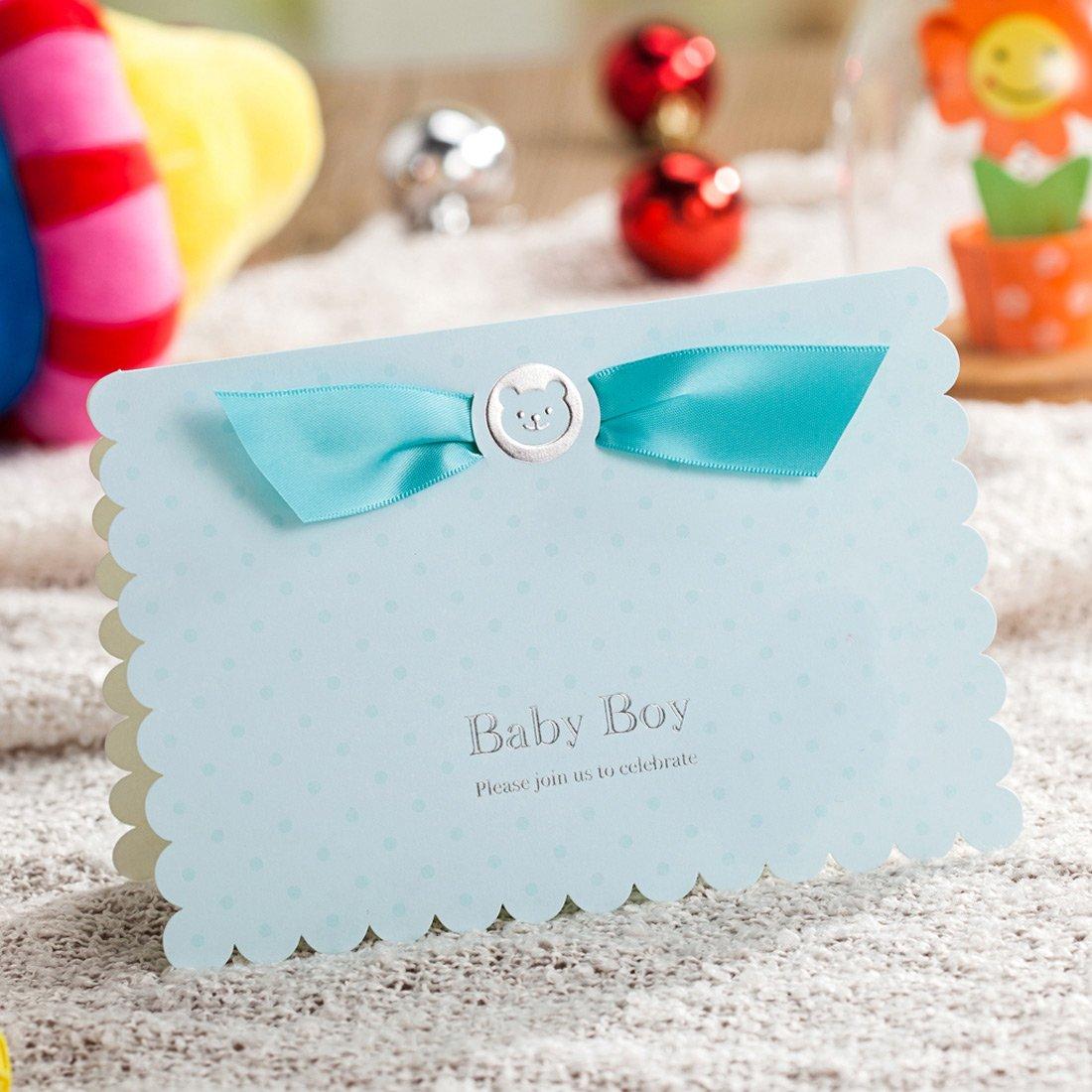 [velkommen baby] 1 stk pink & tiffany blå folde fødselsdag, bjørnebil bryllup til pige & dreng kort