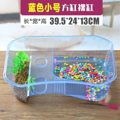 Ecological turtle tank small turtle basin large fish tank with sunstand open water turtle living turtle feeding box box: only tank B