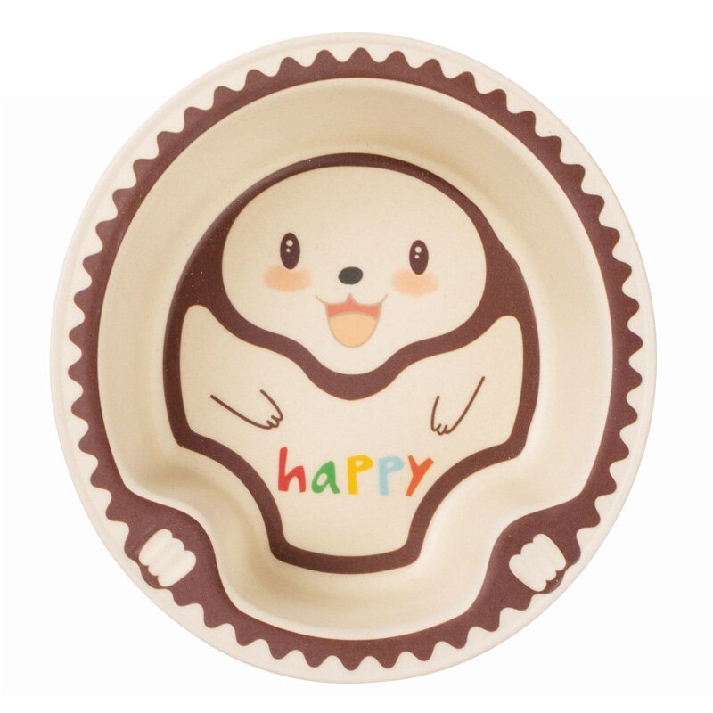 Baby Kids Natural Bamboo Fiber Bowls Cute Cartoon Animal Dishes Baby Feeding Tableware Children Infant Toddler Portable Plates: Hedgehog