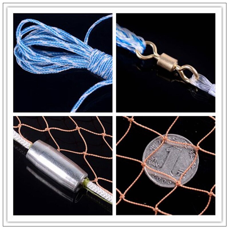 Multifilament line med synke usa støbt net fangst fisk netværk udendørs hånd kaste fiskenet lille net gællenet