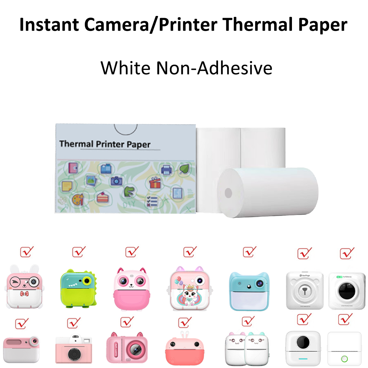 Mini-printpapier Afdrukken Camera Navulling Thermisch papier 10 rollen BPA-vrij Compatibel met alle 57 mm thermische zakprinters: Goud