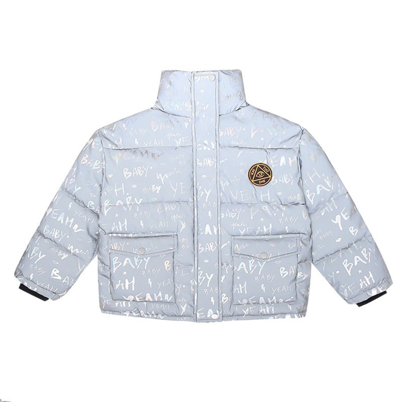 Children's Reflective Jacket Short Winter Light-Reflecting Coat For Shiny Girl Boy Unisex Kids Thick Warm Outerwear 5-14Yrs: 14