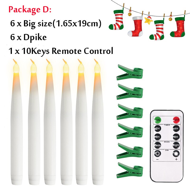 Bougies à piles de nouvel an | Bougie conique sans flamme, télécommande sans fil, pour maison, fête d'arbre de noël, de mariage: Package D