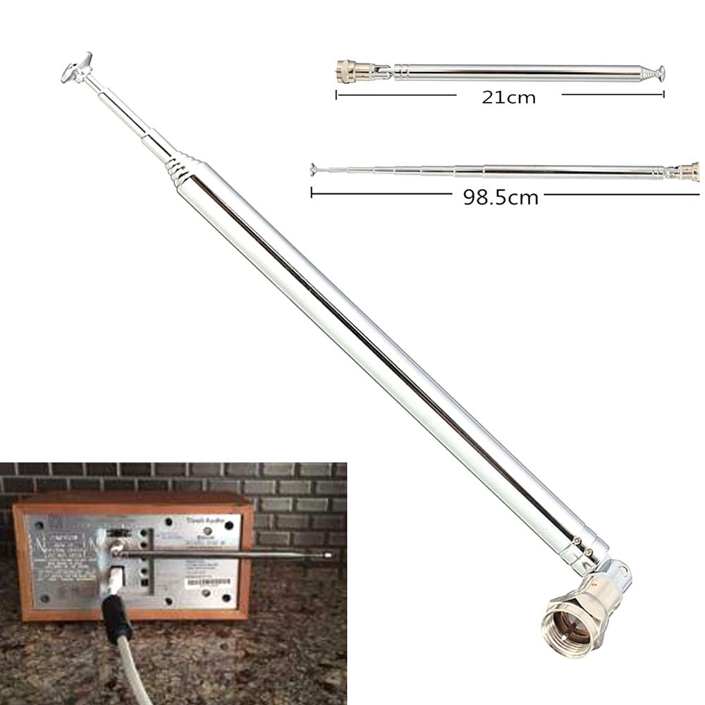 7 Sections Radio Antenna 210-985mm Telescopic Antenna For DAB TV FM High Durability Indoor Radio TV Antenna