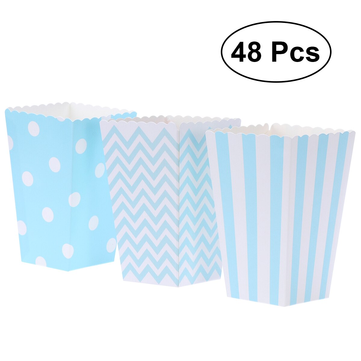 48Pcs Popcorn Kartonnen Papier Popcorn Dozen Zakken Popcorn Box Party Gunsten Supplies Decoratieve Servies Voor Verjaardag Baby Shower: blue mixed pattern