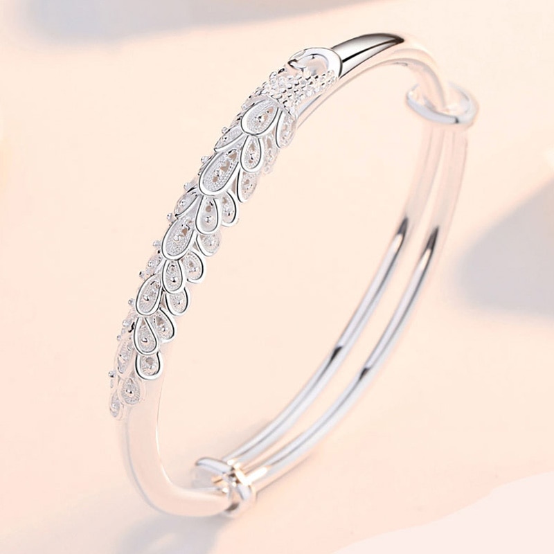 Kofsac Elegante 925 Sterling Zilveren Armband Voor Vrouwen Sieraden Verstelbare Prachtige Pauw Armbanden Lady Anniversary Accessoires