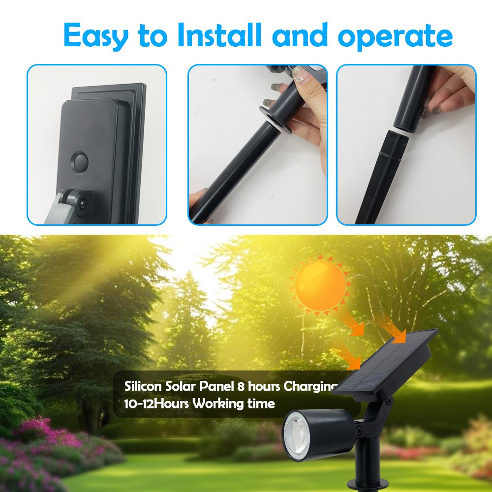 LED-spots op zonne-energie Buiten waterdicht Ultra Bright Sunset Spot Landscape Wandlamp voor boomvlag gazon tuinverlichting