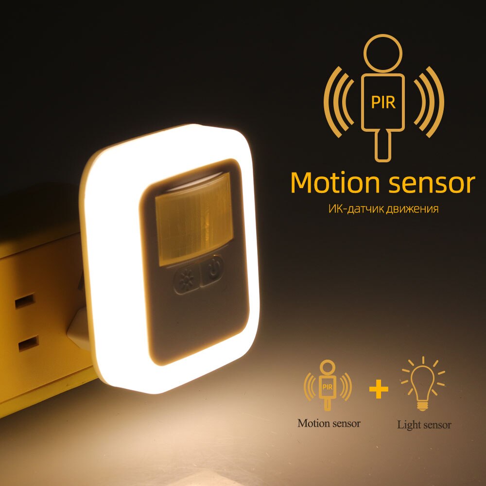 Ledet lyd lys kontrol sensor smart hjem nat lampe plug-in bevægelses sensor lys dæmpbar væg nat lampe trappe skab lys: Bevægelsessensor / Os