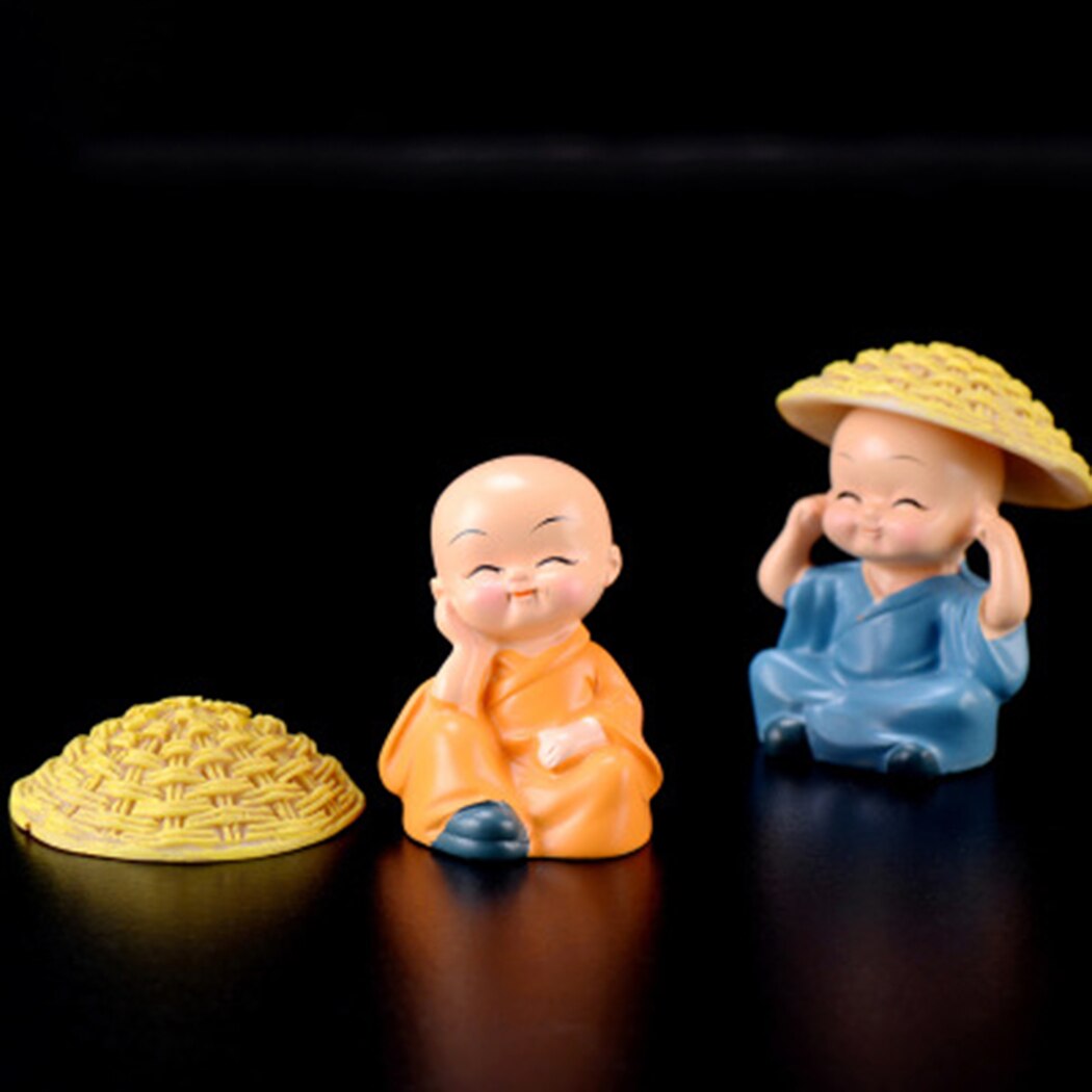 Buddha lille munk til kontorharpiks bilindretning havepynt til børn