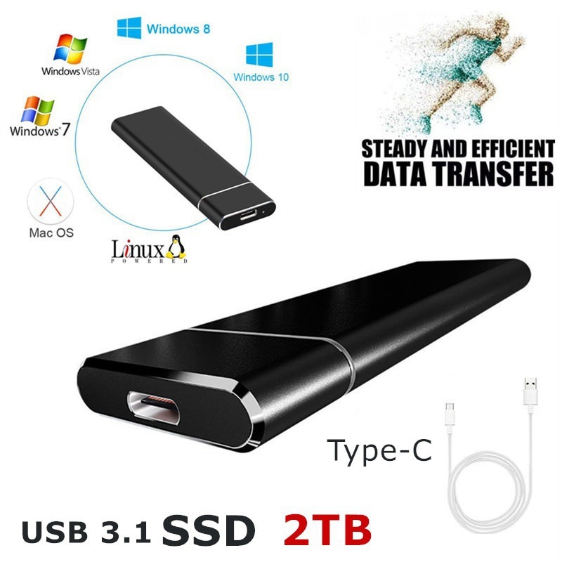 Ssd High-Speed Mobiele Ssd Zilver Kleur 2T Stabiele Supply Usb 3.1