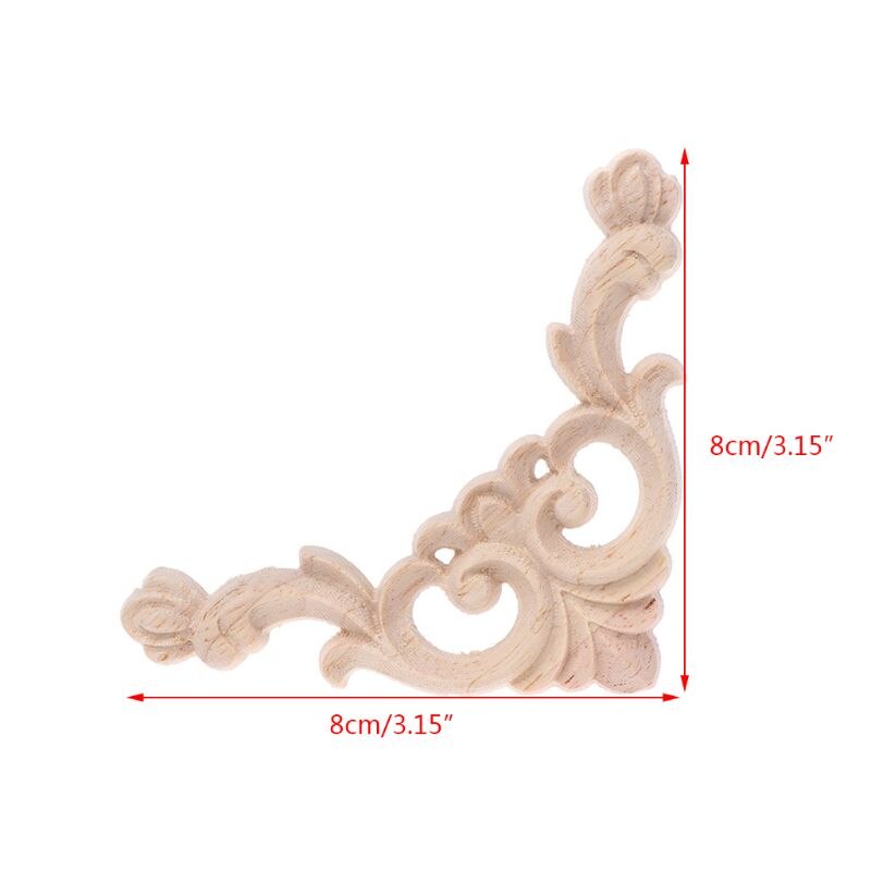 4 Stks/set Hout Gesneden Hoek Onlay Applique Unpainted Frame Kast Kast Decal Voor Meubelen Decor Craft 8x8cm