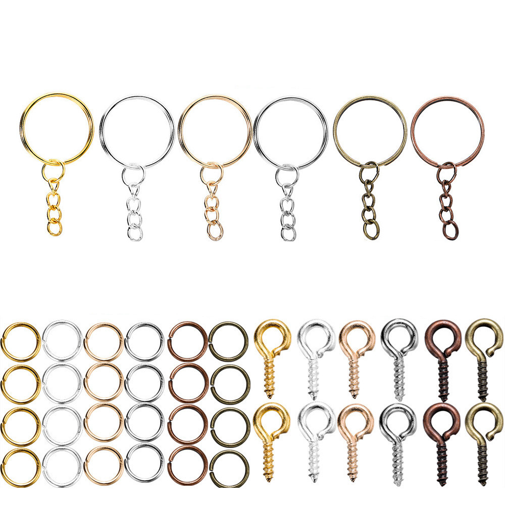 110/220pcs/Set Keychain Open Jump Rings Eye Pins Jewelry Making Accessories Kits for DIY Epoxy Resin Key Chain Key Ring Pendants: 8 cm / GRAY
