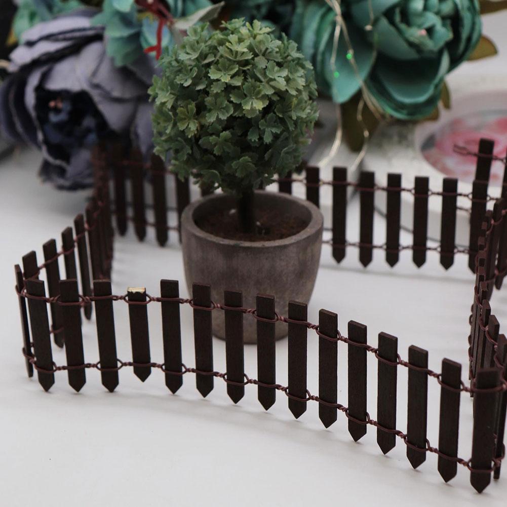 Mini valla de madera para jardinería, valla decorativa en maceta, Micro paisaje para interiores, pequeña