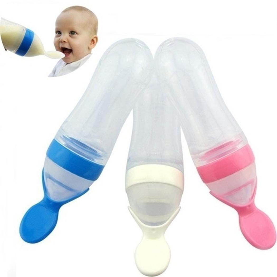 Voedsel Voeden 90 ml Babygraangewas 81g Trage Geometrische Feeder Fles Rijst Silicone Squeeze Lepel Flow Met