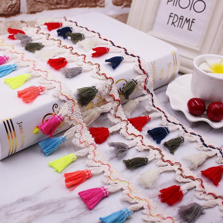 Meldplicht 2y/lot 5 cm Katoenen Draad Kwastje Kant Lint Trim Fringe Stof Kleding Naaien Ambachten DIY Decor Materialen
