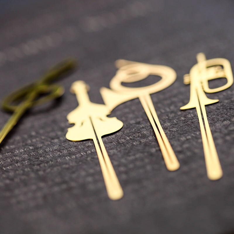 Nowy Kawaii śliczne złote instrumenty muzyczne metalowe zakładki robić książek zakładki robić książek spinacze robić papieru biuro szkolne artykuły papiernicze