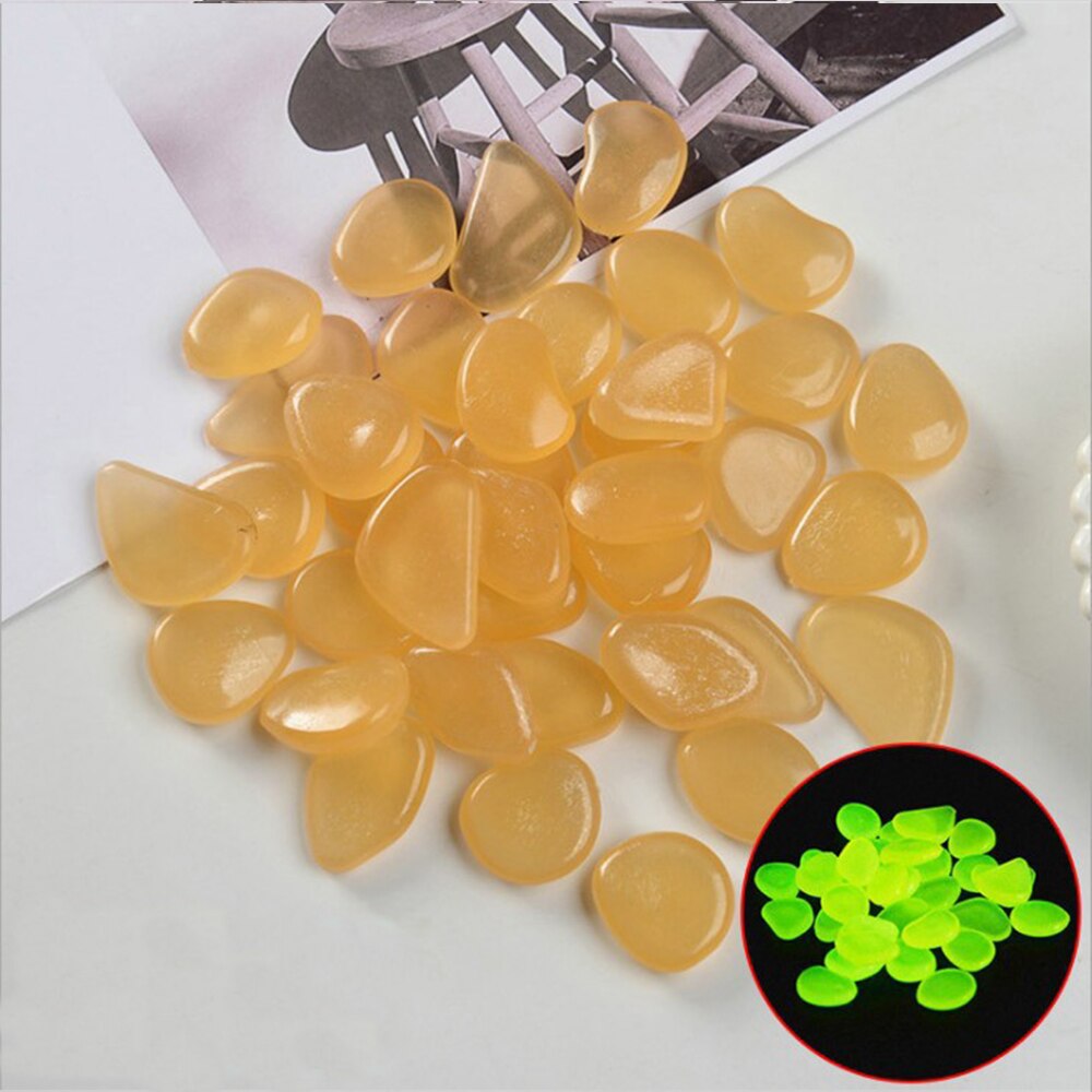 50/100 sztuk świecące kamienie otoczaki do ogrodu blask kamienie skały na chodniki ścieżka ogrodowa Patio trawnik ogród wystrój ogrodu: 100pcs / Orange