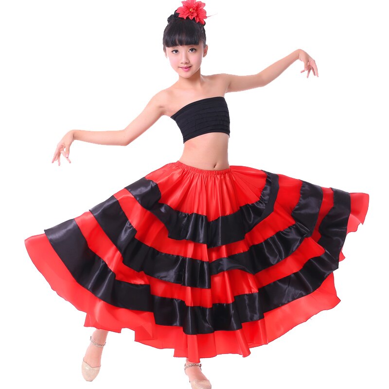 Neue freundlicher Flamenco Tanzkleid Mädchen Flamenco Kleider Spanisch Paso Doble tanzen Kostüm Für Mädchen Samba Gesellschaftskleider