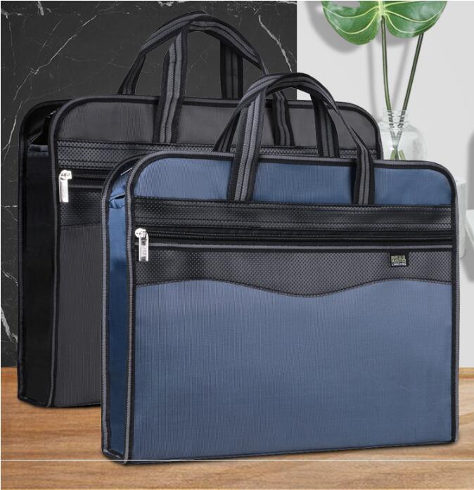File Bag Canvas A4 Zipper Tote Bag Men's Office Briefcase Waterproof Information Bag Large Capacity