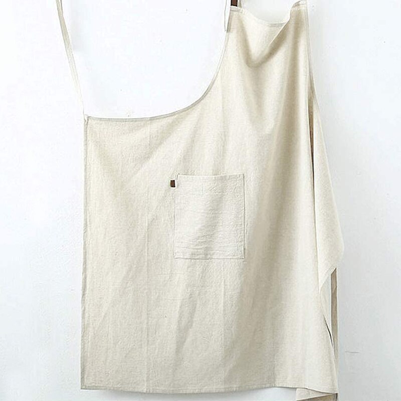 Delantal cruzado en la espalda de estilo japonés para mujer, envoltura para repostería, algodón, lino, vestido de floristería, delantal de algodón y lino de arte literario