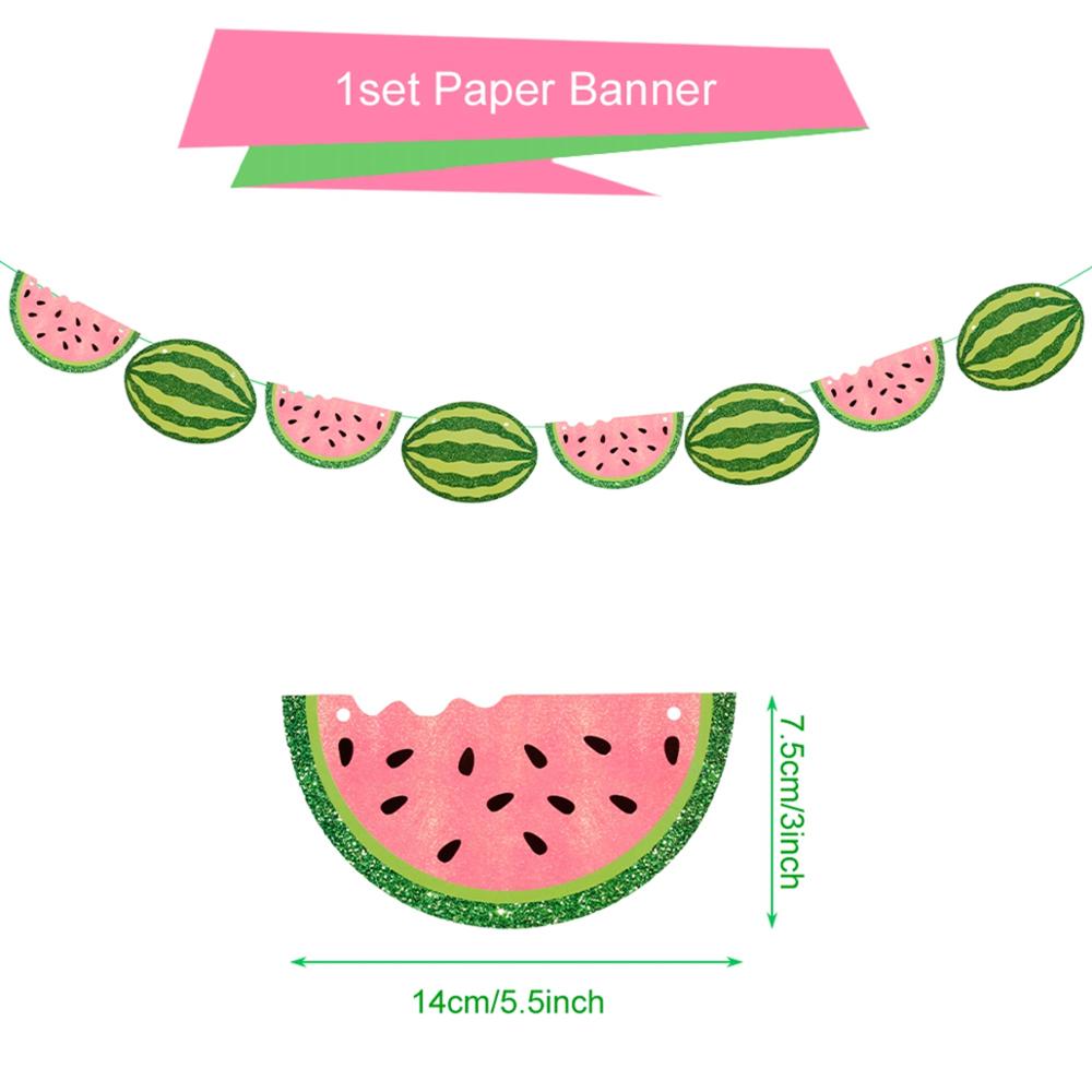 QIFU 1st Birthday Party Decorations Kids Summer Watermelon Party Cake Topper Bunting Flag Decor Pink Baby Shower Party Supplies: Pull flower 1pcs