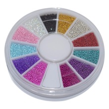 1 Doos 12 Kleuren Wiel Nail Art Gereedschap Magic Candy Kleur Caviar Kralen Manicure Microbeads Decoraties