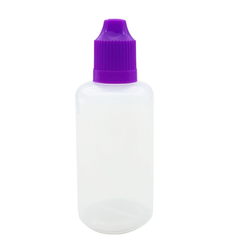 100pcs 10ml PE Plastic Needle Bottle Refillable Empty E Liquid Dropper Bottle With Childproof Cap Squeezable Soft Vial: Purple Cap