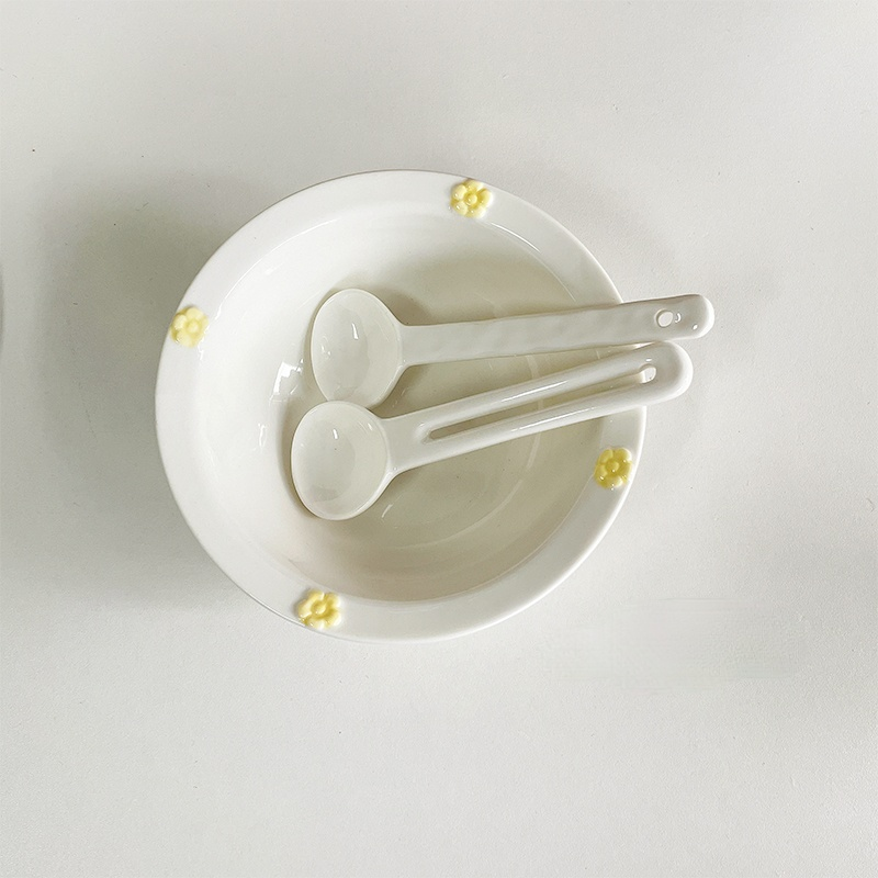 LadyCC – fourchette irrégulière en céramique Simple et créative, cuillère de dessin animé blanche, couteau à beurre, accessoires de tir
