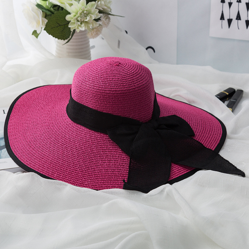 2022 new sun hat summer sun protection cappello a tesa larga pieghevole cappello da spiaggia all&#39;aperto equitazione protezione solare protezione UV cappello femminile: rose red black