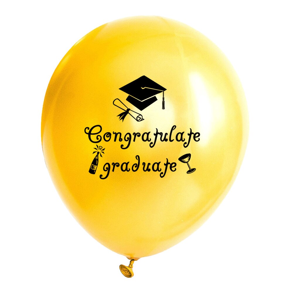 20 Pcs Latex Balloons Latex Inflatable Congratulate Graduate Letter Baloon Decoration Ball for Graduation Party: Golden