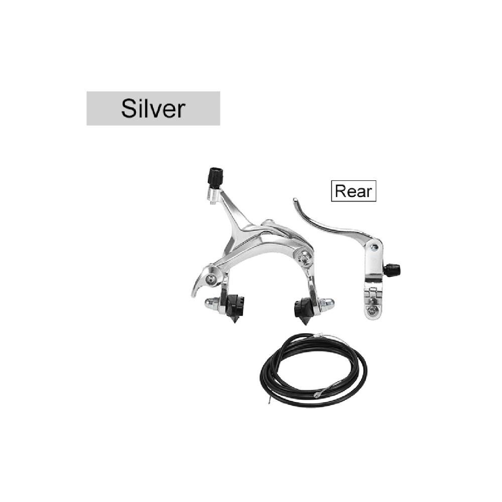 Bike Brake Kit Voor/Achter Fixie Racefiets Cruiser Rem Set Fiets Remklauw Kit Side Pull Rem Set: Silver-Rear brake