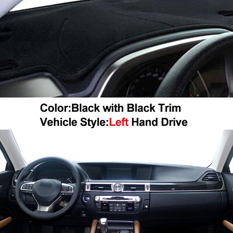 Car Inner Dashboard Cover DashMat Carpet For Lexus GS GS250 GS350 GS300h GS400h GS450h L10 - Rug Anti-UV Sun-Shade: Black LHD