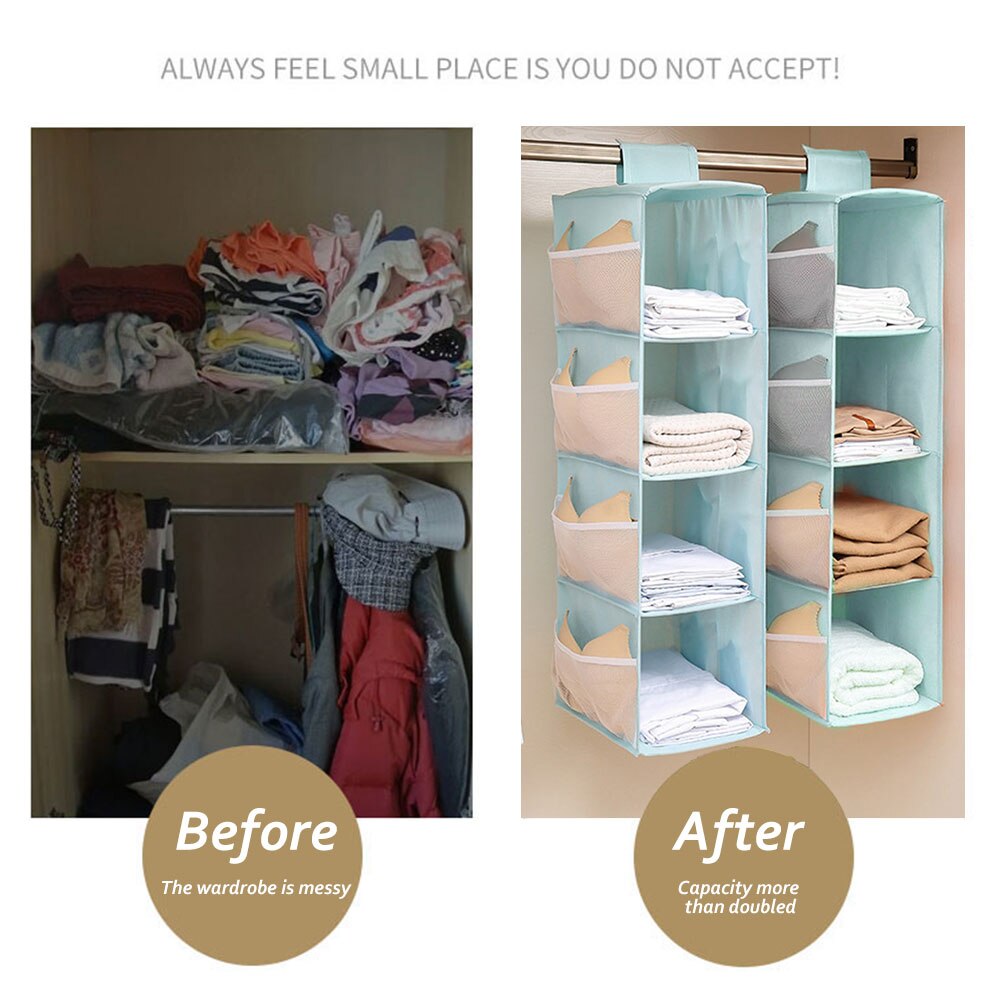 Multi Layer Wardrobe Closet Organizer Shelf Hanging Shelf Non-woven Fabric Foldable Bra Clothes Storage Rack Holder Organiser