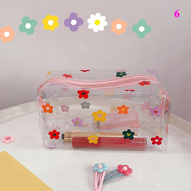 Leuke Fruit Bloem Make-Up Tas Waterdicht Transparant Pvc Rits Make-Up Tas Reizen Toilettas Make Pouch Clear Bag Organizer