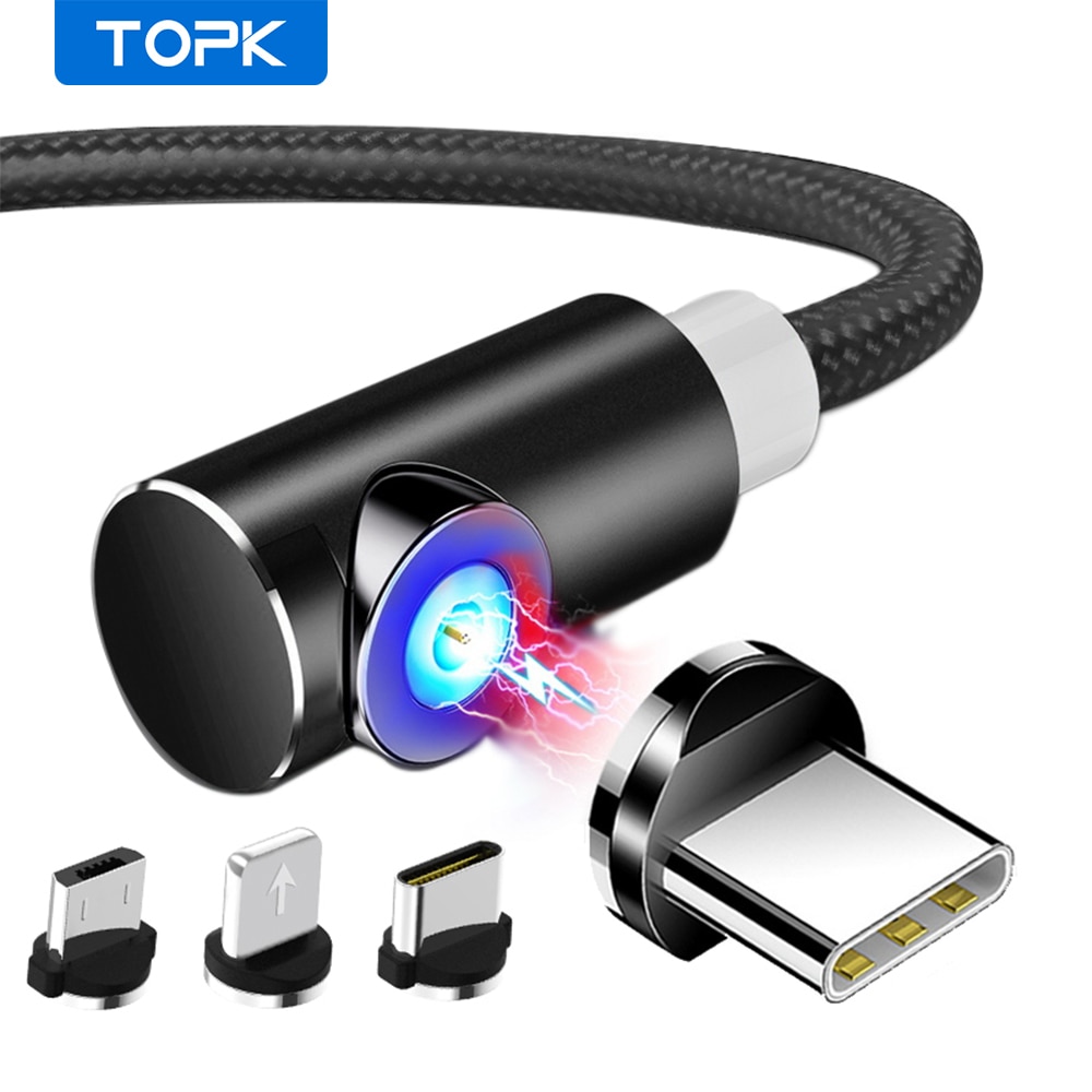 Topk AM51 Magnetische Usb-kabel Voor Iphone Charger Micro Usb Type C Voor Samsung Galaxy S9 S8 Plus Note Usb C Lader Kabel