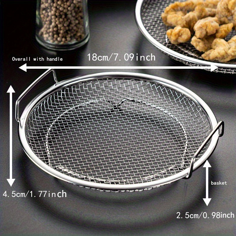 tainless Steel Filter Tray,Reusable Round Mesh Basket,Frying Grilling,Kitchen Strainer,Fruit vegetable water filter basket: Blue