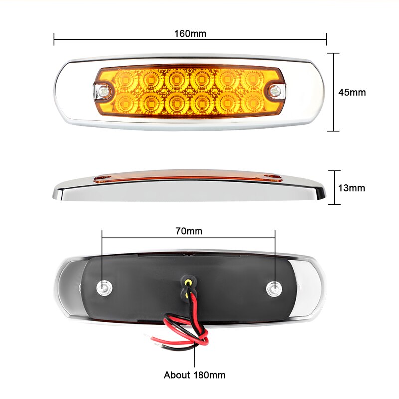 10 pcs Car truck LED yellow side Marker lights Car External Lights Warning Tail Light For Freightliner For Peterbilt 12V 24V