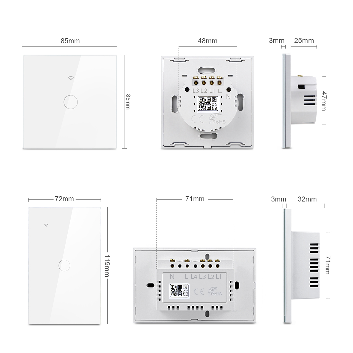MFI Apple Homekit LED Light Switch WiFi Touch Sensor Wall Switches Smart Home Work With Siri Voice Control Alexa Google Home