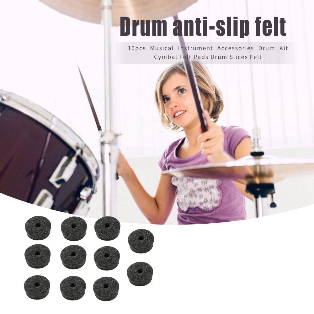 10pcs Drum Kit Cymbal Felt Pads Drum Slices Felt Protection Percussion Part Accessories Replacement Parts
