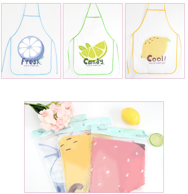 Cartoon fruit PVC Waterproof Apron Kitchen Restaurant Cooking Bib Aprons for Chef Butcher BBQ Baking Catering Pub Kids funny bib