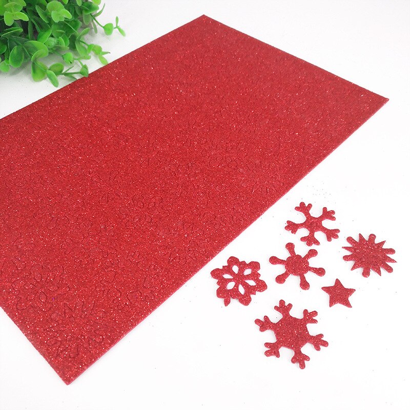 Fiocchi di neve di natale stelle giocattoli artigianali bambini creativi fai da te Glitter stelle fiocchi di neve paillettes carta spugnosa materiale manuale giocattoli: Red