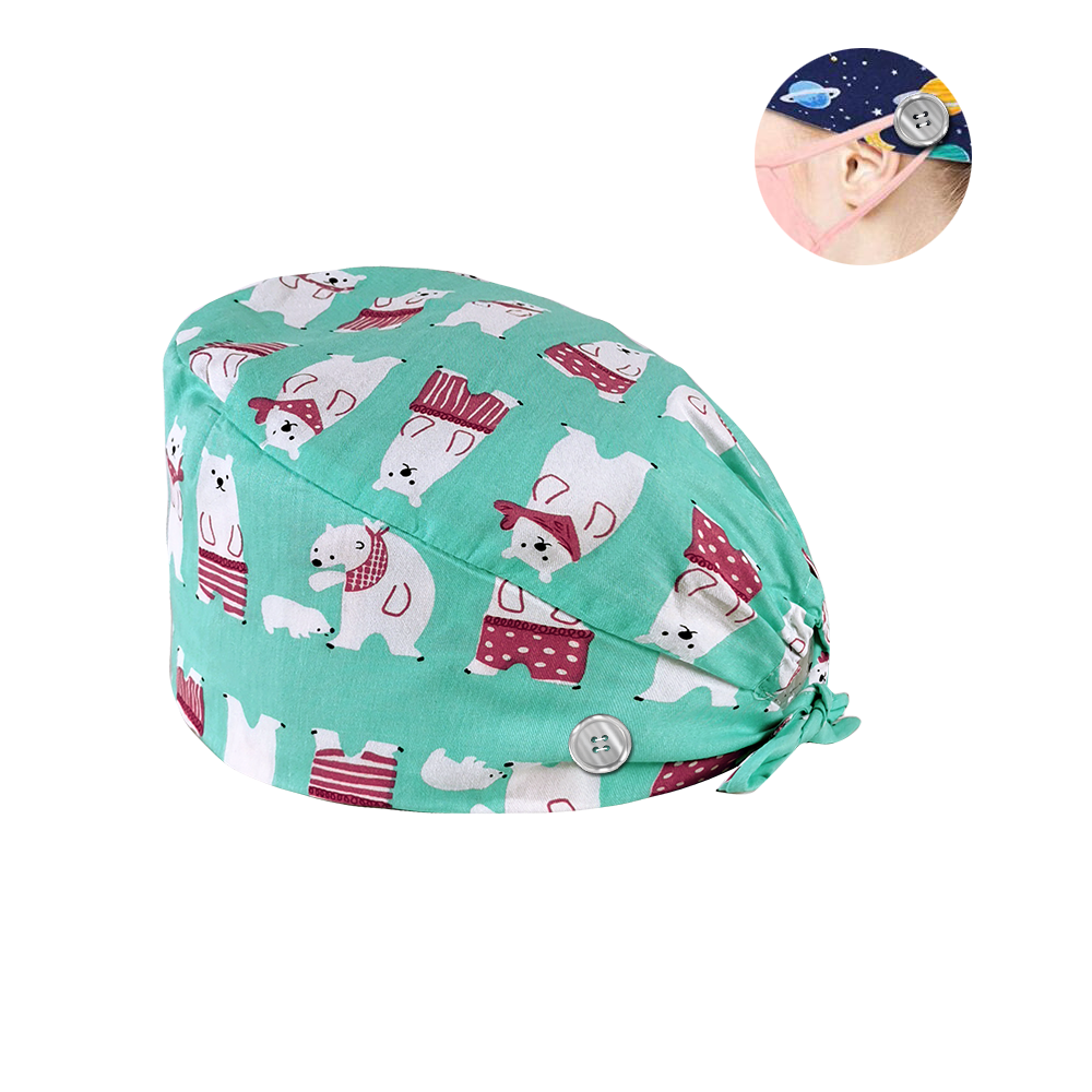Hc2 k 004 nye knapper unisex kæledyr skønhed arbejde hatte print kasket sundhedstjenester kasket/hatte tilbehør laboratorie arbejds kasket kæledyr kasketter: Hat 12051