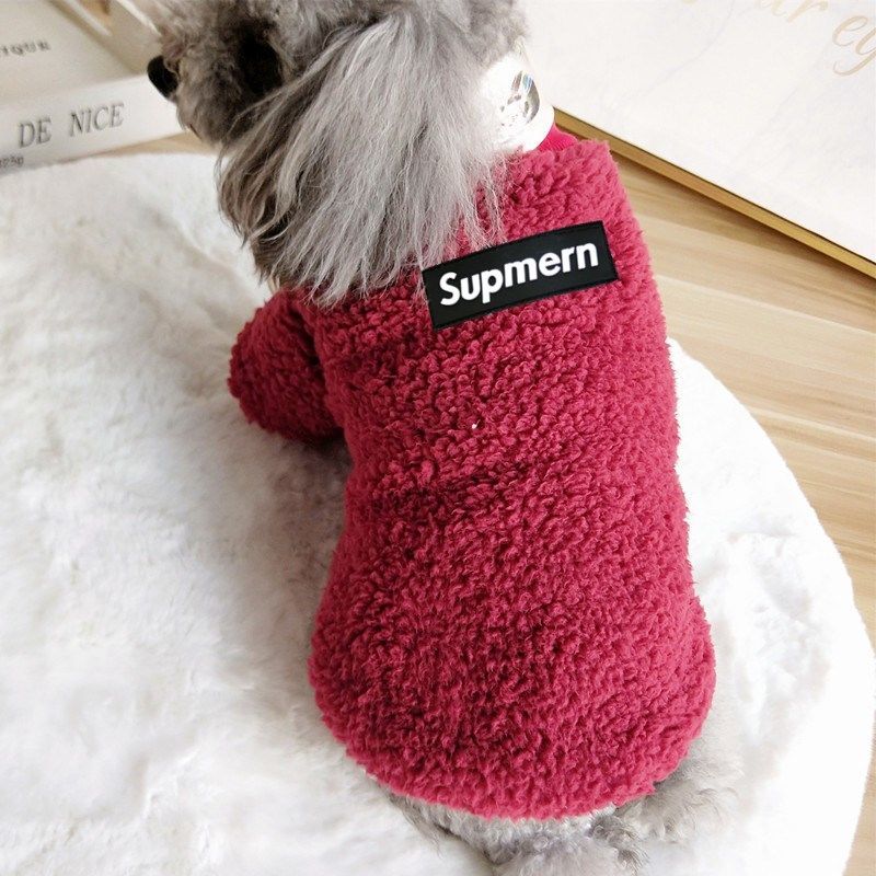 Hond Kleren Herfst Winter Katoenen Jas Kat Pet Kleding Warm Plus Fluwelen Trui: Red / 3.25-4.25kg