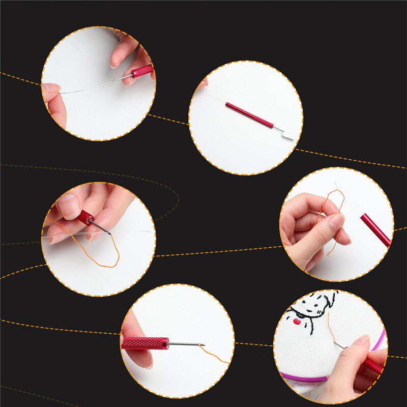 Lápiz mágico para bordado, aguja de punzón, bordado a mano de manualidades, accesorios de herramientas de bordado de punto de cruz