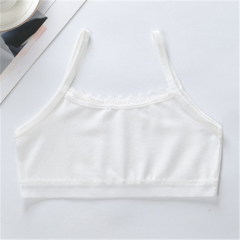 Children's breast care girl bra 6-12 Years Hipster Cotton Teens Teenage Underwear summer Kids Lace vest Young: White / L