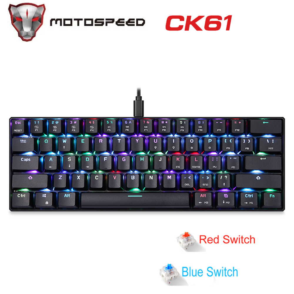 MOTOSPEED-Teclado mecánico CK61 CK62 para ordenador, periférico RGB para videojuegos en ruso e inglés, con todas las teclas Anti fantasma, para TV BOX y Gamer