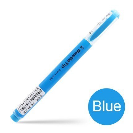 6 stk / sæt japan kokuyo bille skrå børste tip overstregningspenn 3- vejs markør linje kawaii farvemærke pen papirvarer: 1 blå