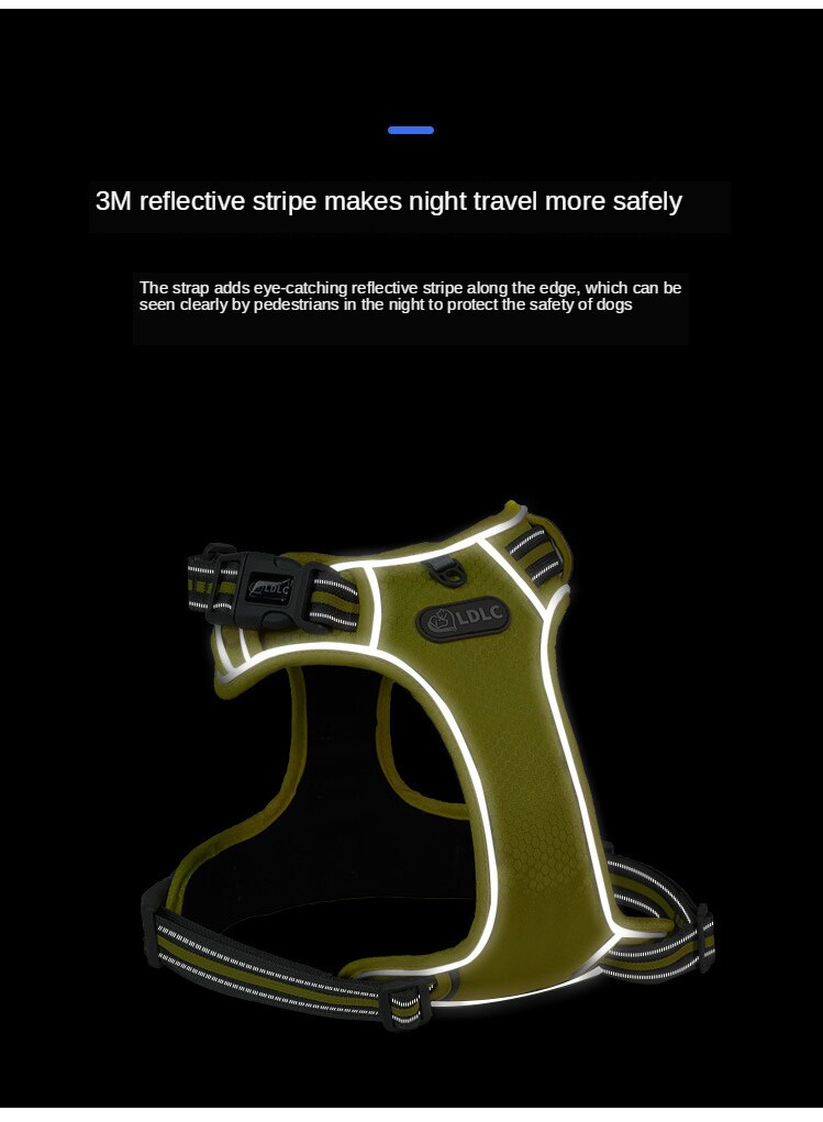 Heave Duty Dog Harness For Small Medium and Large Dog Reflective Retractable No Pull For Shock Absorption Dog Accessories